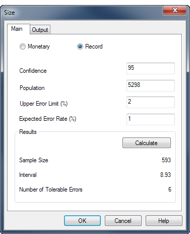 Sample Size Word Code Table Calculating sample size for a record sample