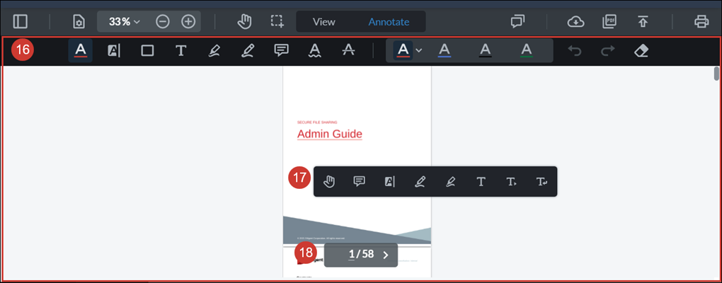 Displays image of content section numbers 16 through to 18